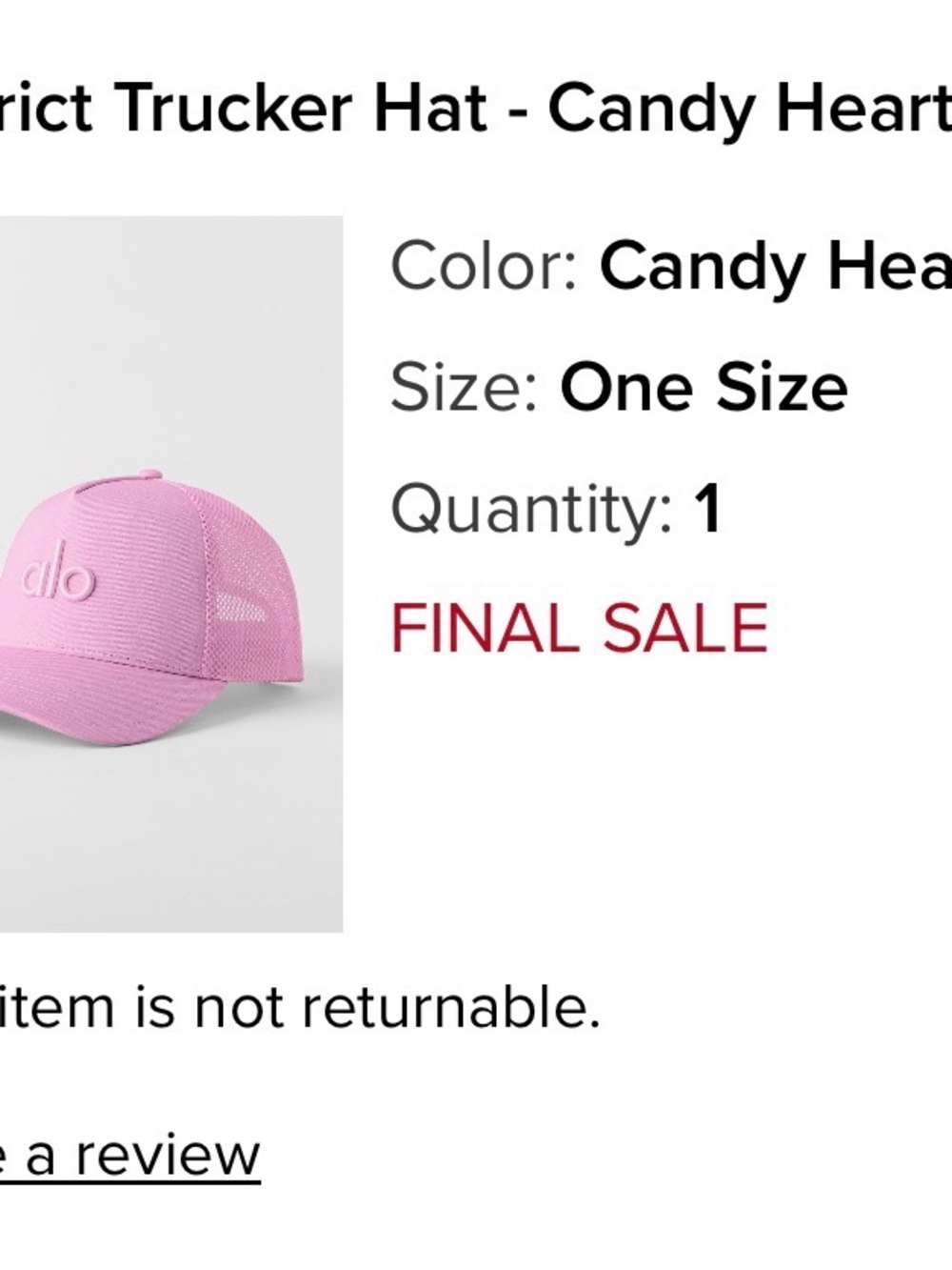 Alo Candy Heart Pink District Trucker Hat - Picture 2 of 6